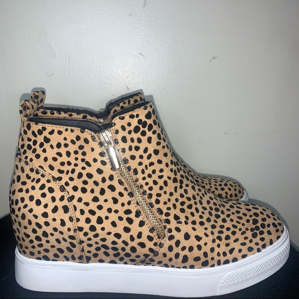 Justfab Landen Animal Print High Top Wedge Sneaker